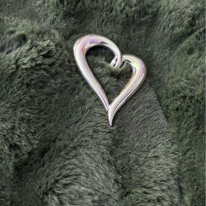 Modern Silver Heart Brooch
